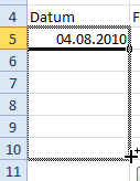 Bereich für das Auto Ausfüllen in Excel markieren