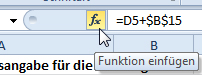 Funktion einfügen in Excel