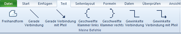 Der individuelle Karteireiter mit Gruppenname im Menü in Excel