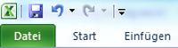 Schnellstartleiste von Excel ohne individuelle Gestaltung
