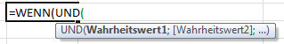 Eingabe der Wenn Funktion mit UND Argument