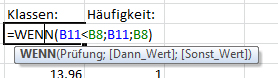Wenn Dann Funktion für ersten Klasse Wert