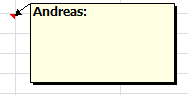 Eingabe neuer Kommentar und Anzeige Kommentar in Excel Tabelle