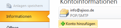 Neues EMailkonto in Outlook anlegen