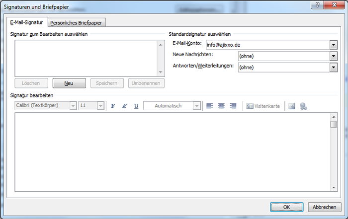 Signaturen in Outlook verwalten