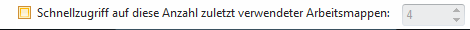 Aktivierung Schnellzugriff auf Excel Tabellen